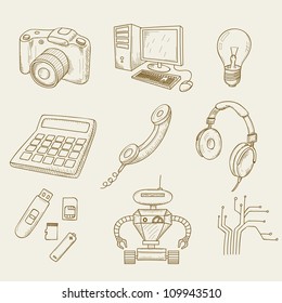 Vector illustration icons on electronics