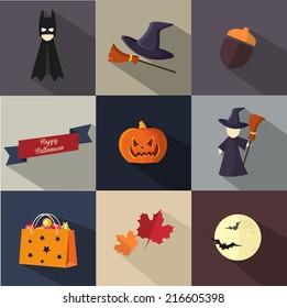 vector illustration of icons on Halloween