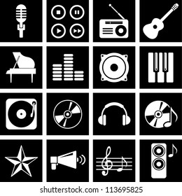 Vector illustration of icons on music