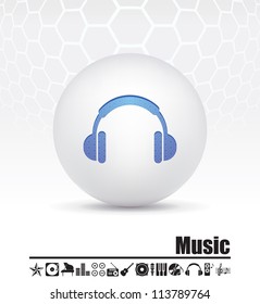Vector illustration of icons on music