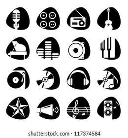 Vector illustration of icons on music