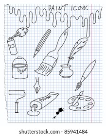 Ilustración vectorial de iconos en la pintura