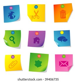 Vector illustration of icons on paper. Set two
