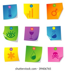 Vector illustration of icons on paper. Set thirteen