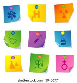 Vector illustration of icons on paper. Set sixteen
