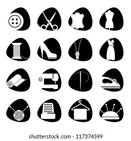 Vector illustration of icons on the subject of sewing