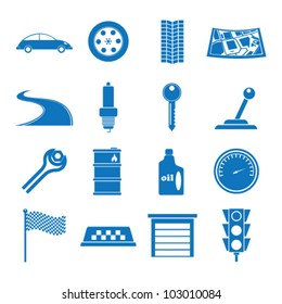 Vector illustration icons on the Tamu Car
