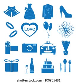 Vector illustration icons on a theme wedding