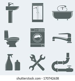 Vector illustration of icons on a theme plumbing