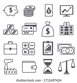 Vector illustration of icons on the theme of finance.