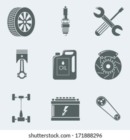 Vector illustration of icons on a theme of mechanics