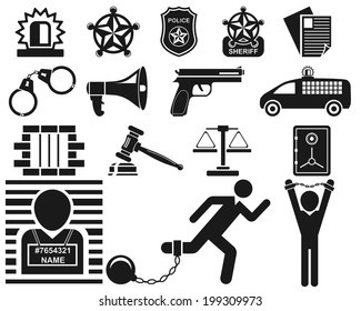 Vector illustration of icons on a theme of police
