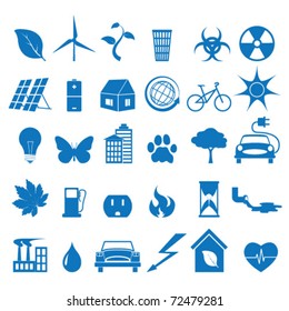 Vector illustration of icons on the theme of ecology