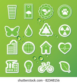 Vector illustration of icons on the theme of ecology