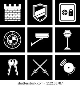 Vector illustration of icons on the topic of security