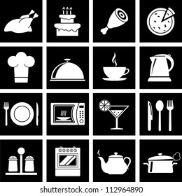 Vector illustration of icons on the topic of food and cuisine