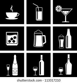 Vector illustration of icons on the topic of drinks