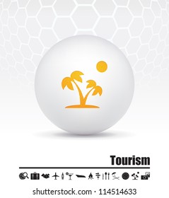 Vector illustration of icons on the topic of tourism