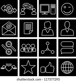 Ilustración vectorial de iconos en el tema de la red social