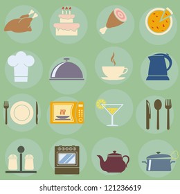 Vector illustration of icons on the topic of food and cuisine