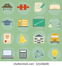 Iconos vectoriales sobre el tema de la escuela