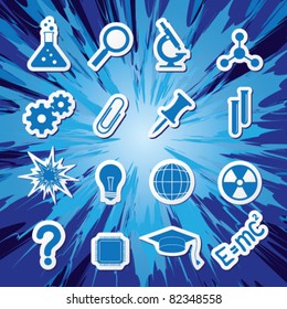 Vector illustration of icons on the topic of science