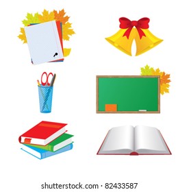 Vector illustration of icons on the topic of education on a white background