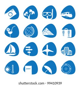 Vector illustration of icons on the topic of tourism