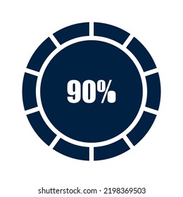 vector illustration of icons related to ninety percent growth graph with glyph color. Perfect as symbols, templates, presentation elements and more