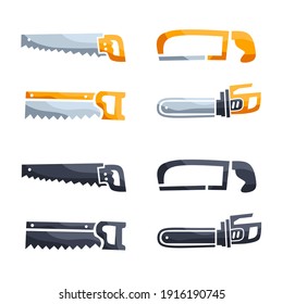vector illustration of icons set of chainsaws, tools.  with a minimalist flat design style.  eps 10.