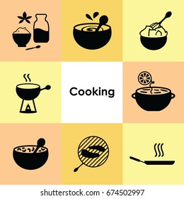 vector illustration for icons set cooking and food preparation