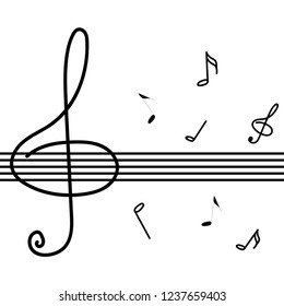 Vector illustration of icons set of music symbols, G-clef icon
