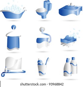 A vector illustration of icons of things that can be found in bathroom