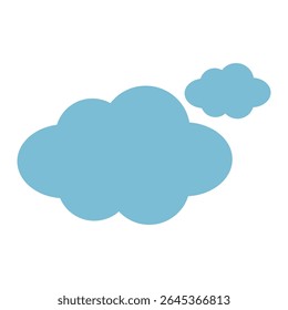 Vector illustration with icons of two blue clouds. The weather forecast icon.