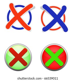 vector illustration of icons of validation in green and red