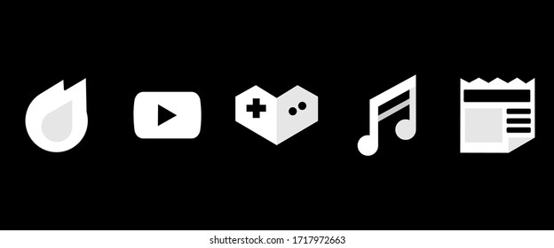 Vector illustration of icons in youtube with black background