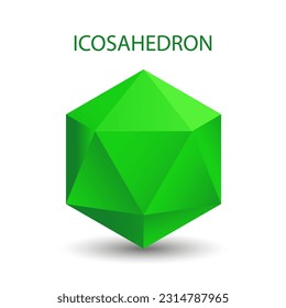 Vector illustration of an icosahedron with a gradient for game, icon, packagingdesign, logo, mobile, ui, web. Platonic solid. Minimalist style.