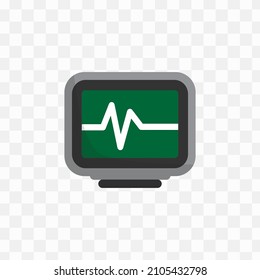 Vector illustration of ICU monitor in green colors and transparent background(png).