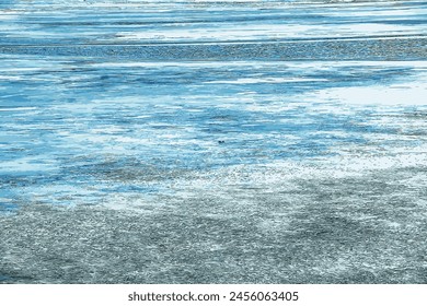 Vektorillustration einer vereisten Flussfläche. Textur von Eis- und Wasserfragmenten. Winterhintergrund.
