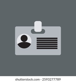A vector illustration of an ID card icon, designed in a clean and modern style. The ID card should have a rectangular shape with rounded corners, featuring a profile photo placeholder