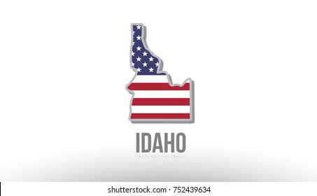 Vector illustration of idaho county state with US united states flag as a texture suitable for a map logo or design purposes