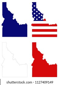 vector illustration of Idaho maps with USA flag