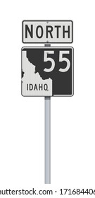 Vector illustration of the Idaho State Highway road sign on metallic post