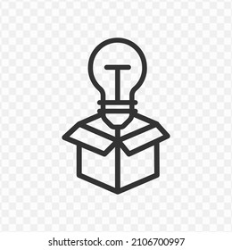 Ilustración vectorial del icono del cuadro de ideas en color oscuro y fondo transparente (png).