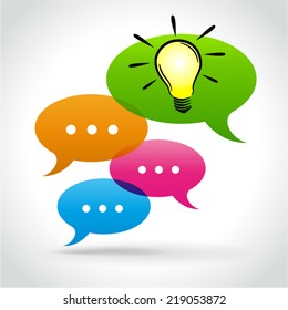 Vector illustration of idea bubble bulb drawing concept