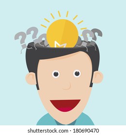 Vector illustration of idea concept with open the human head 