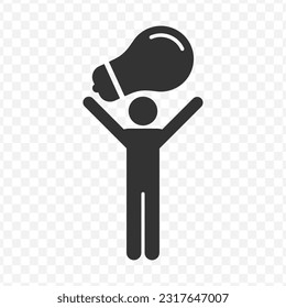 Vector illustration of idea icon in dark color and transparent background(PNG).