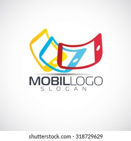 vector illustration of the idea for the logo salon phones and mobile network smartphone sales, graphic design for companies