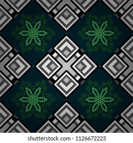 Vector illustration. Ideal for printing on fabric or paper. Abstract seamless pattern in gray, white and black colors. Square scraps in oriental style.