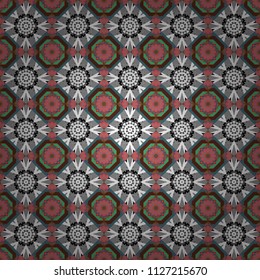 Vector illustration. Ideal for printing on fabric or paper. Abstract seamless pattern in blue, brown and gray colors. Square scraps in oriental style.